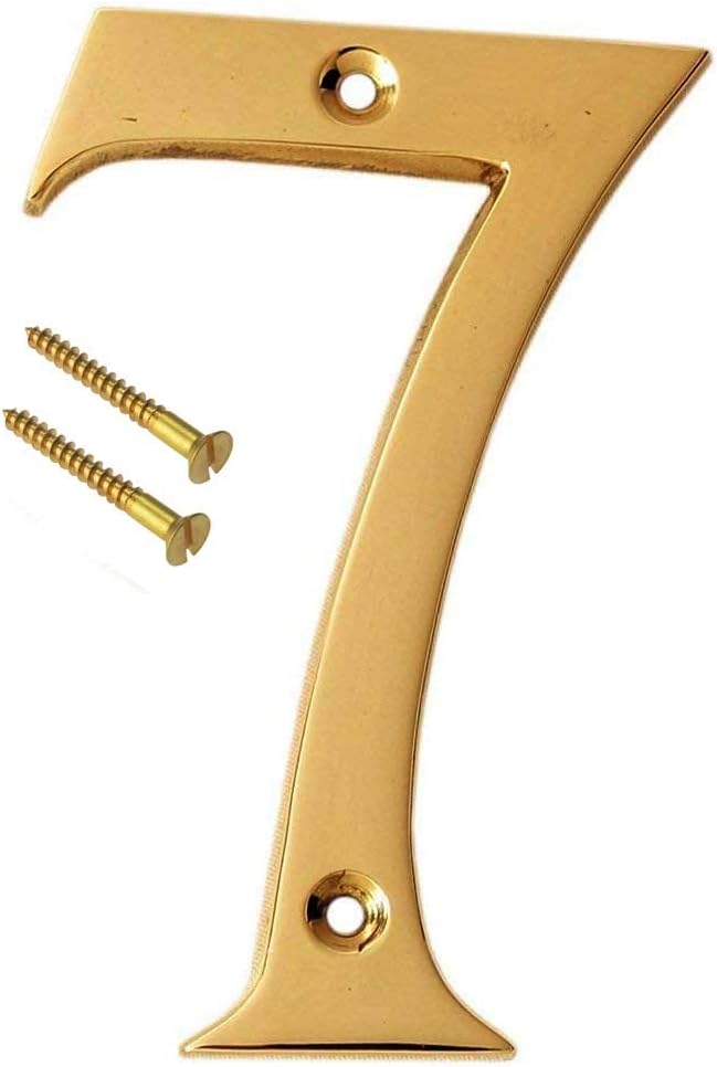 eSplanade 4 Brass House Hotel Door Number Plaque Numeric Numerical Digit 0-9 (7 (Seven))